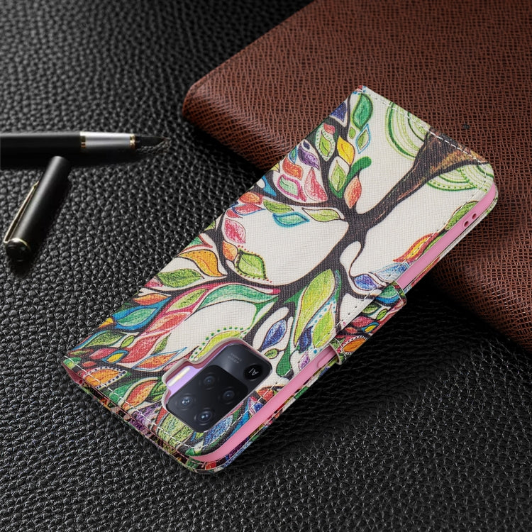 For OPPO A94 4G / Reno5 F / F19 Pro Colored Drawing Pattern Horizontal Flip Leather Case with Holder & Card Slots & Wallet
