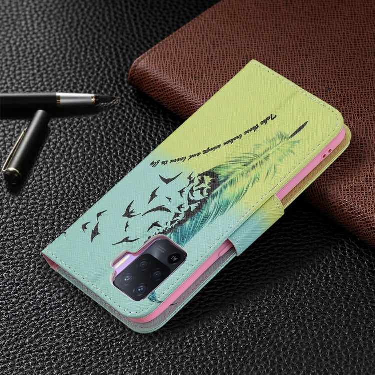 For OPPO A94 4G / Reno5 F / F19 Pro Colored Drawing Pattern Horizontal Flip Leather Case with Holder & Card Slots & Wallet