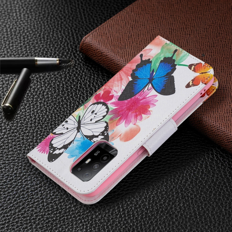 For OPPO A94 5G / Reno5 Z 5G / F19 Pro+ Colored Drawing Pattern Horizontal Flip Leather Case with Holder & Card Slots & Wallet