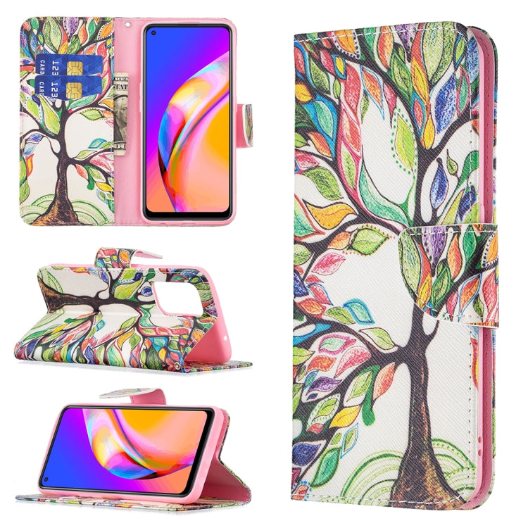 For OPPO A94 5G / Reno5 Z 5G / F19 Pro+ Colored Drawing Pattern Horizontal Flip Leather Case with Holder & Card Slots & Wallet