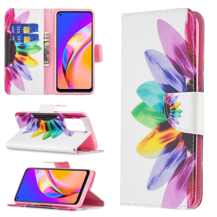 For OPPO A94 5G / Reno5 Z 5G / F19 Pro+ Colored Drawing Pattern Horizontal Flip Leather Case with Holder & Card Slots & Wallet