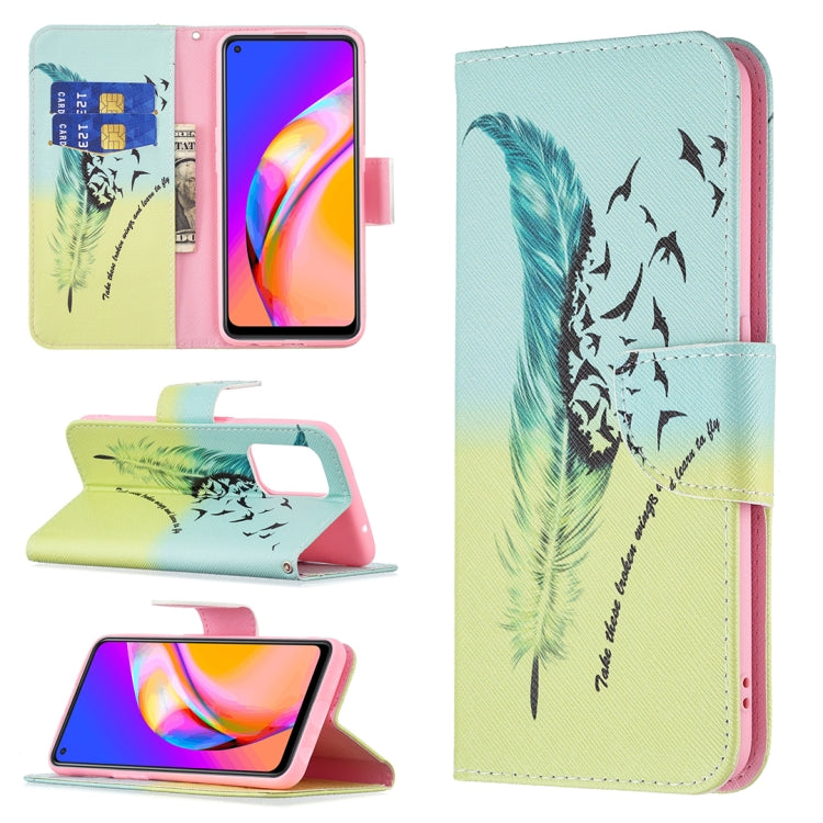 For OPPO A94 5G / Reno5 Z 5G / F19 Pro+ Colored Drawing Pattern Horizontal Flip Leather Case with Holder & Card Slots & Wallet