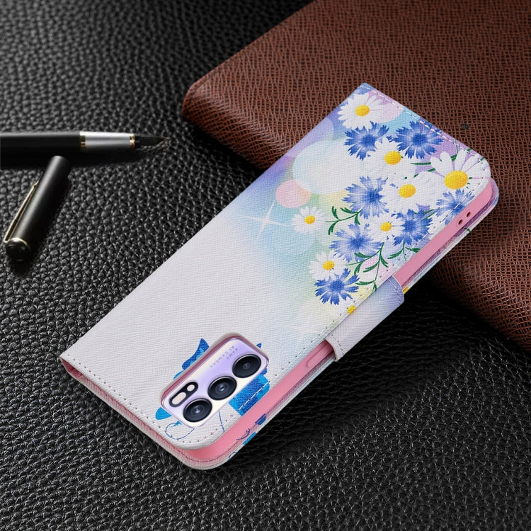 For OPPO Reno6 Colored Drawing Pattern Horizontal Flip Leather Case with Holder & Card Slots & Wallet