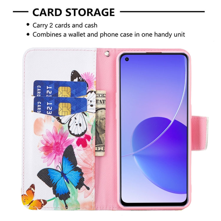 For OPPO Reno6 Colored Drawing Pattern Horizontal Flip Leather Case with Holder & Card Slots & Wallet