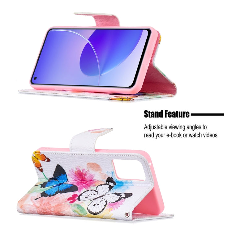 For OPPO Reno6 Colored Drawing Pattern Horizontal Flip Leather Case with Holder & Card Slots & Wallet