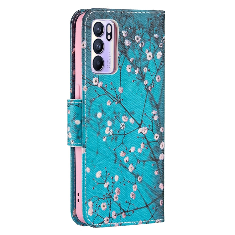 For OPPO Reno6 Colored Drawing Pattern Horizontal Flip Leather Case with Holder & Card Slots & Wallet