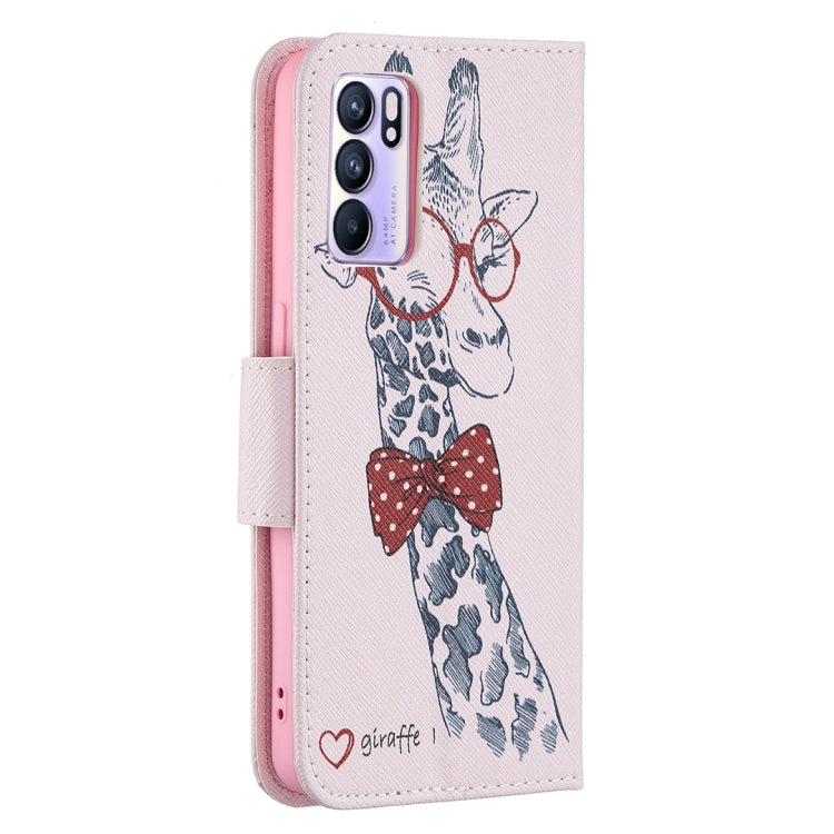 For OPPO Reno6 Colored Drawing Pattern Horizontal Flip Leather Case with Holder & Card Slots & Wallet