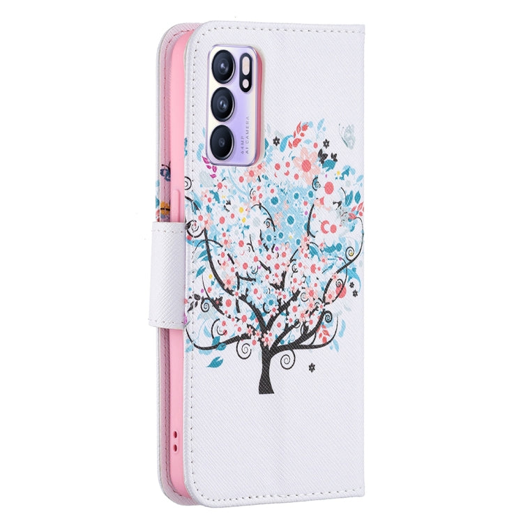 For OPPO Reno6 Colored Drawing Pattern Horizontal Flip Leather Case with Holder & Card Slots & Wallet