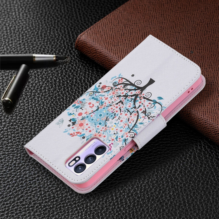 For OPPO Reno6 Colored Drawing Pattern Horizontal Flip Leather Case with Holder & Card Slots & Wallet