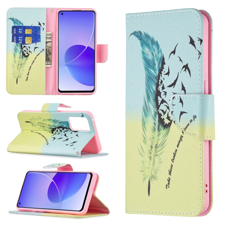 For OPPO Reno6 Colored Drawing Pattern Horizontal Flip Leather Case with Holder & Card Slots & Wallet