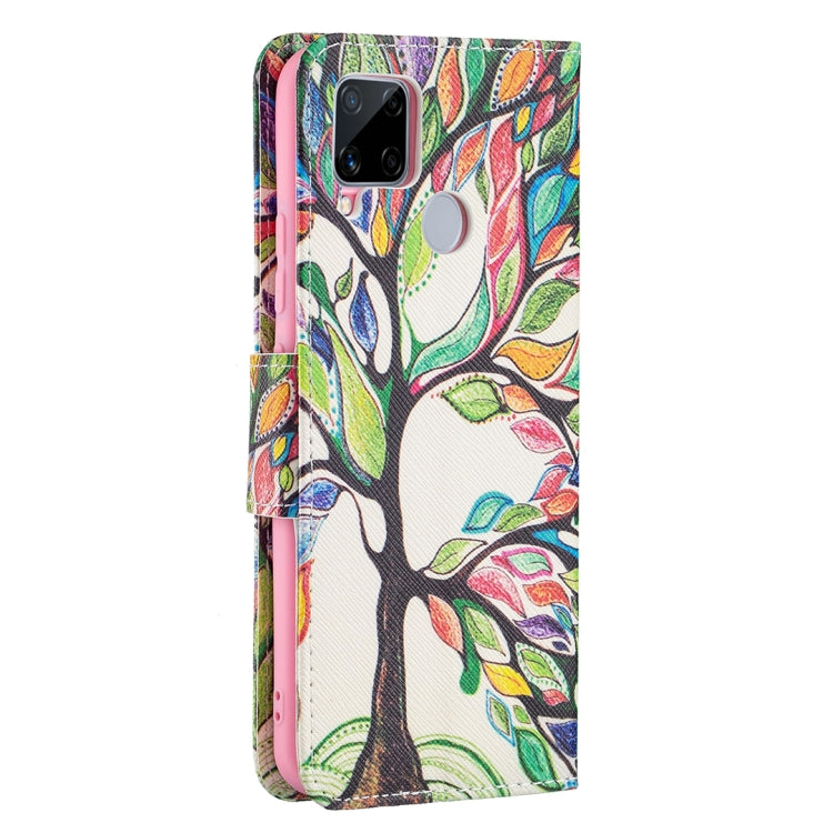 For OPPO Realme C15 / C12 / C25 Colored Drawing Pattern Horizontal Flip Leather Case with Holder & Card Slots & Wallet