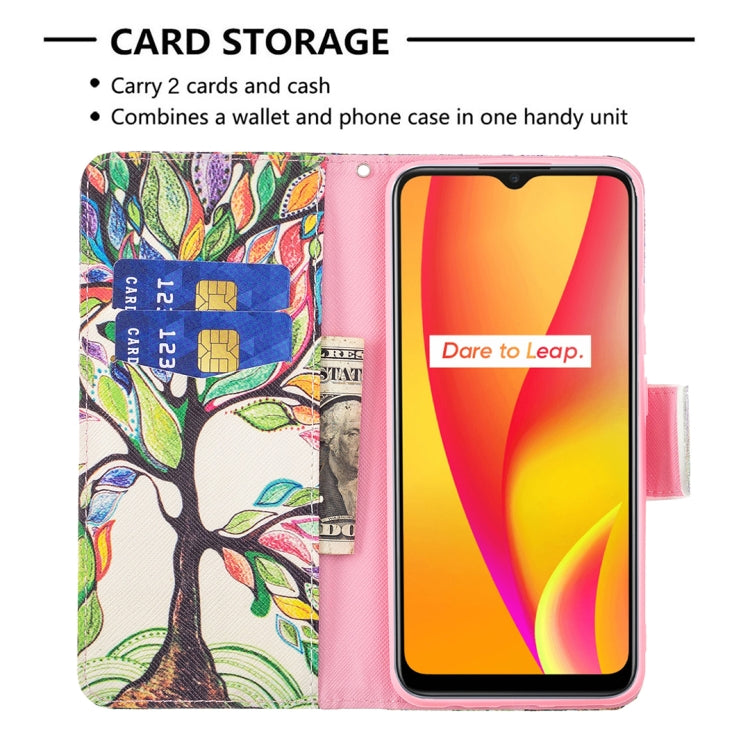 For OPPO Realme C15 / C12 / C25 Colored Drawing Pattern Horizontal Flip Leather Case with Holder & Card Slots & Wallet