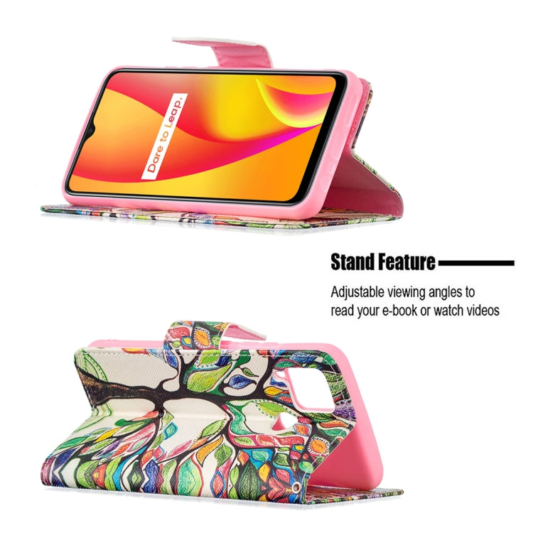 For OPPO Realme C15 / C12 / C25 Colored Drawing Pattern Horizontal Flip Leather Case with Holder & Card Slots & Wallet