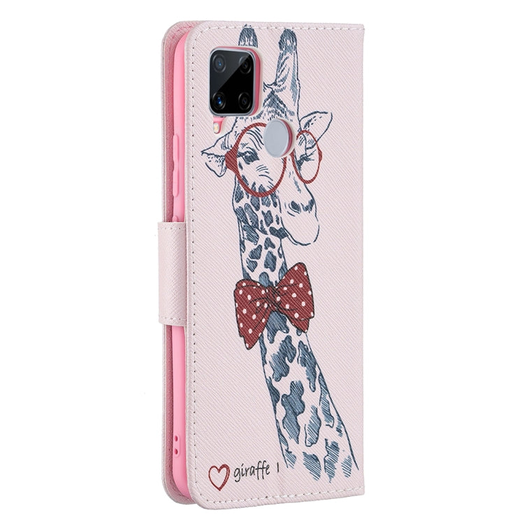 For OPPO Realme C15 / C12 / C25 Colored Drawing Pattern Horizontal Flip Leather Case with Holder & Card Slots & Wallet