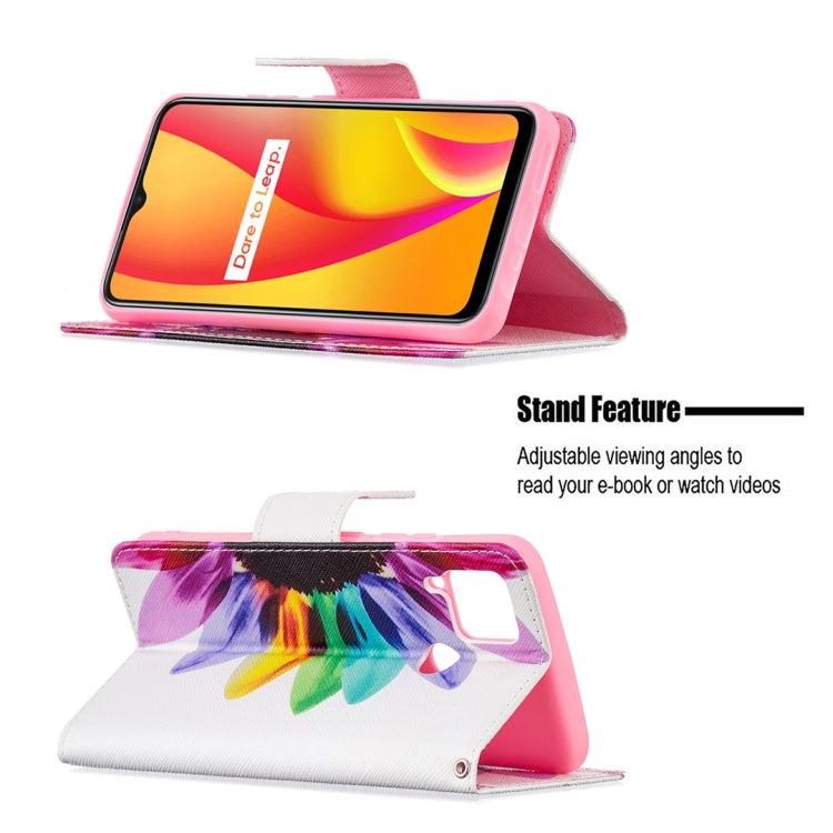 For OPPO Realme C15 / C12 / C25 Colored Drawing Pattern Horizontal Flip Leather Case with Holder & Card Slots & Wallet
