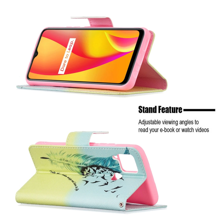 For OPPO Realme C15 / C12 / C25 Colored Drawing Pattern Horizontal Flip Leather Case with Holder & Card Slots & Wallet