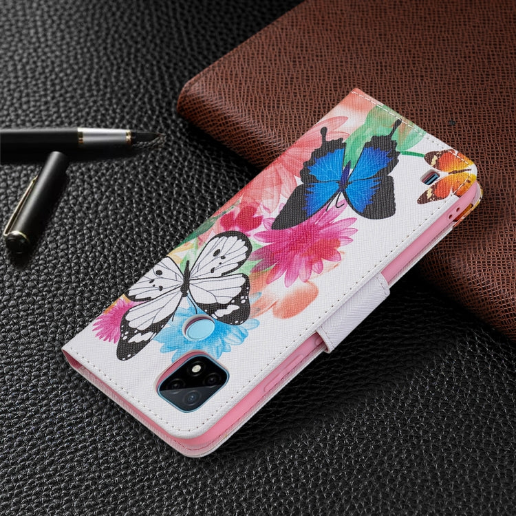For OPPO Realme C21 / C20 Colored Drawing Pattern Horizontal Flip Leather Case with Holder & Card Slots & Wallet