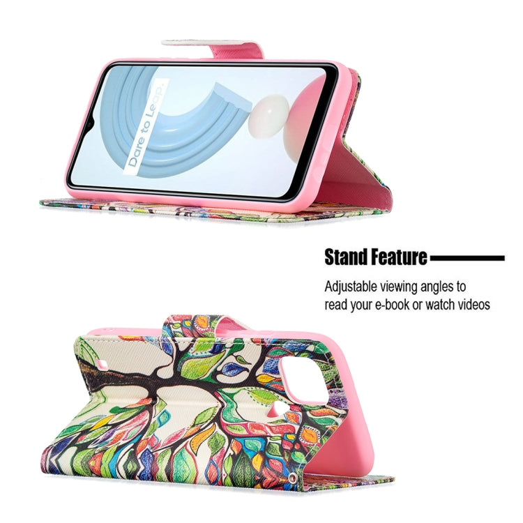 For OPPO Realme C21 / C20 Colored Drawing Pattern Horizontal Flip Leather Case with Holder & Card Slots & Wallet