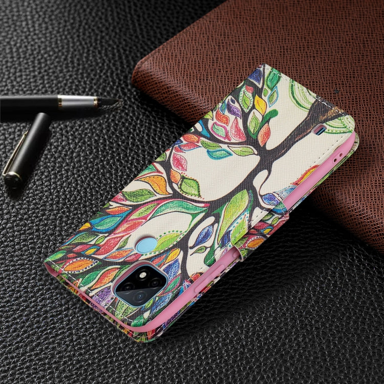 For OPPO Realme C21 / C20 Colored Drawing Pattern Horizontal Flip Leather Case with Holder & Card Slots & Wallet