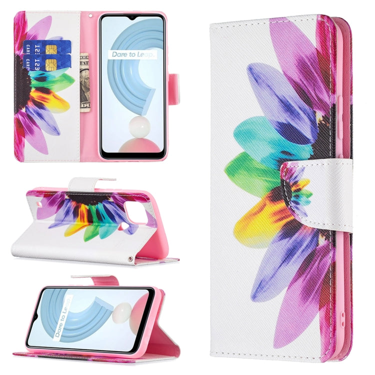 For OPPO Realme C21 / C20 Colored Drawing Pattern Horizontal Flip Leather Case with Holder & Card Slots & Wallet