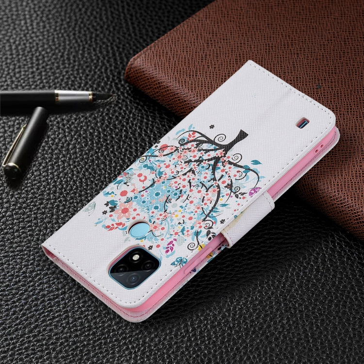 For OPPO Realme C21 / C20 Colored Drawing Pattern Horizontal Flip Leather Case with Holder & Card Slots & Wallet