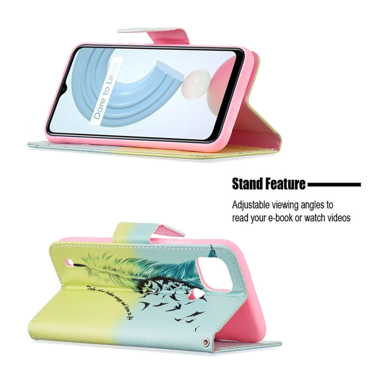 For OPPO Realme C21 / C20 Colored Drawing Pattern Horizontal Flip Leather Case with Holder & Card Slots & Wallet