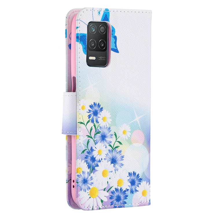 For OPPO Realme 8 5G / Realme V13 Colored Drawing Pattern Horizontal Flip Leather Case with Holder & Card Slots & Wallet