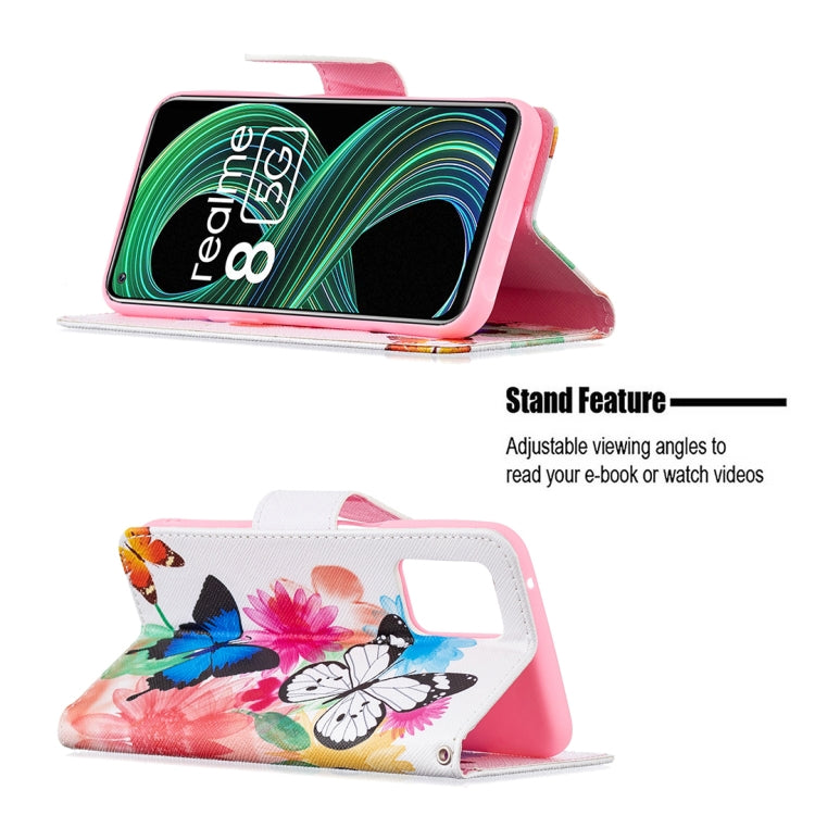 For OPPO Realme 8 5G / Realme V13 Colored Drawing Pattern Horizontal Flip Leather Case with Holder & Card Slots & Wallet