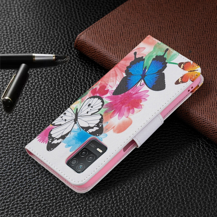 For OPPO Realme 8 5G / Realme V13 Colored Drawing Pattern Horizontal Flip Leather Case with Holder & Card Slots & Wallet