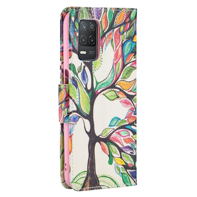 For OPPO Realme 8 5G / Realme V13 Colored Drawing Pattern Horizontal Flip Leather Case with Holder & Card Slots & Wallet