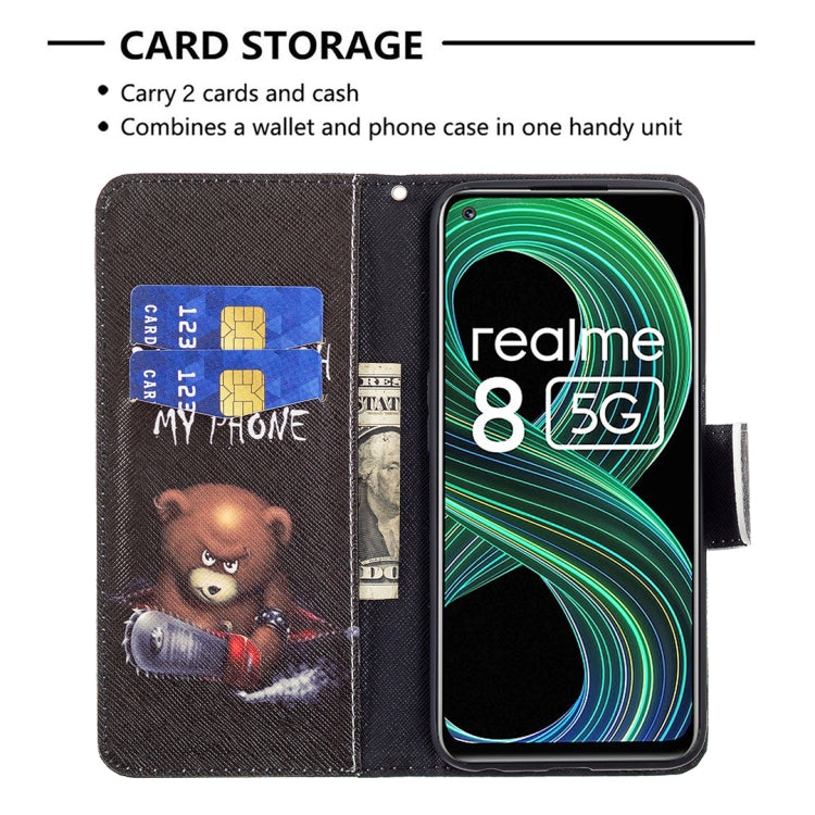 For OPPO Realme 8 5G / Realme V13 Colored Drawing Pattern Horizontal Flip Leather Case with Holder & Card Slots & Wallet