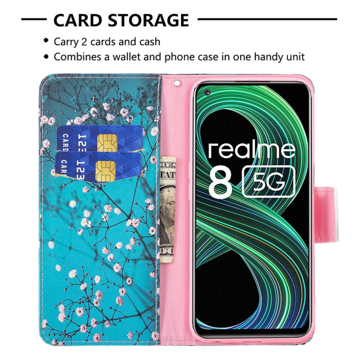 For OPPO Realme 8 5G / Realme V13 Colored Drawing Pattern Horizontal Flip Leather Case with Holder & Card Slots & Wallet