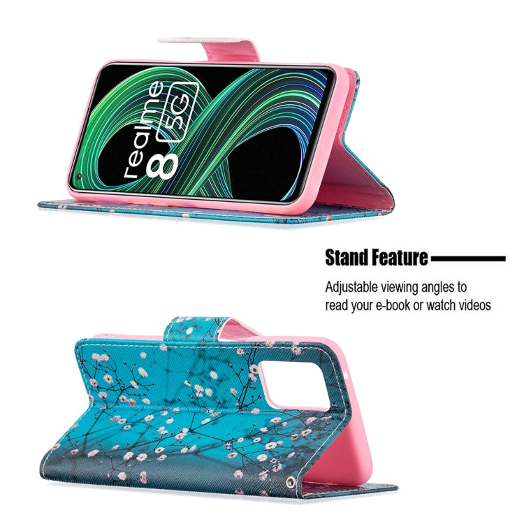 For OPPO Realme 8 5G / Realme V13 Colored Drawing Pattern Horizontal Flip Leather Case with Holder & Card Slots & Wallet