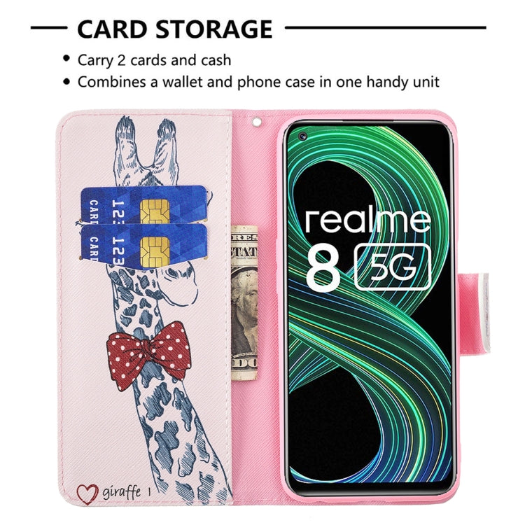 For OPPO Realme 8 5G / Realme V13 Colored Drawing Pattern Horizontal Flip Leather Case with Holder & Card Slots & Wallet