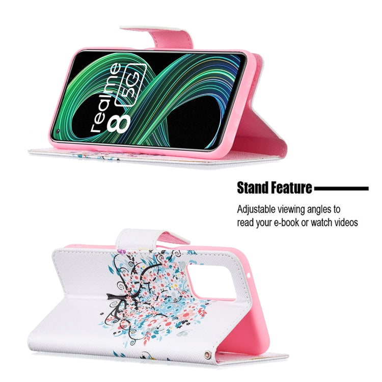 For OPPO Realme 8 5G / Realme V13 Colored Drawing Pattern Horizontal Flip Leather Case with Holder & Card Slots & Wallet