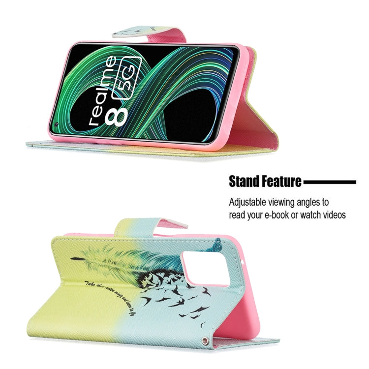 For OPPO Realme 8 5G / Realme V13 Colored Drawing Pattern Horizontal Flip Leather Case with Holder & Card Slots & Wallet