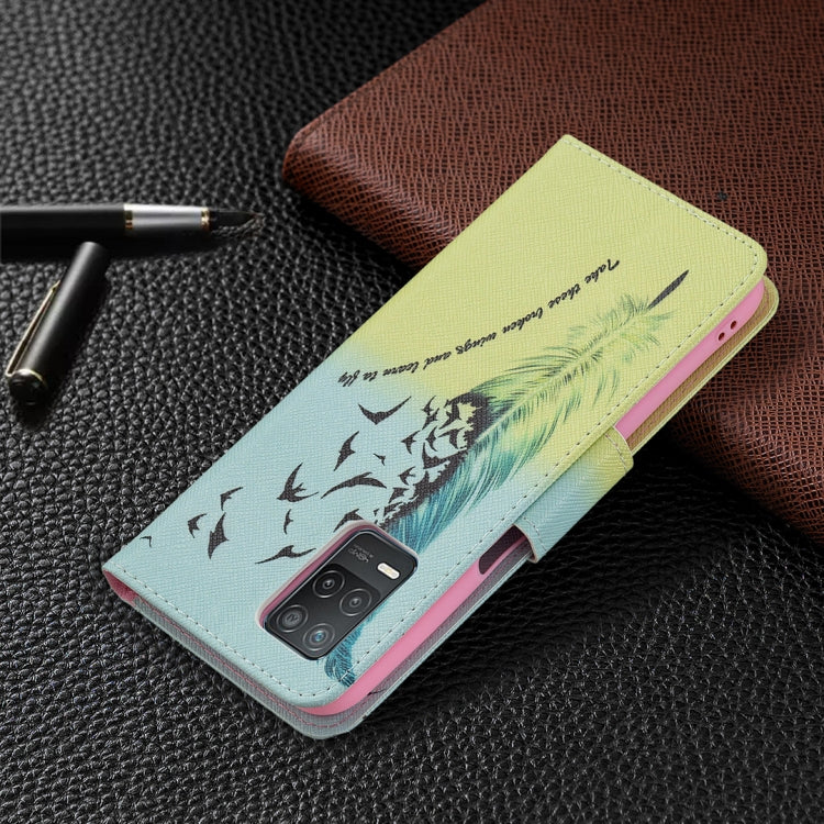 For OPPO Realme 8 5G / Realme V13 Colored Drawing Pattern Horizontal Flip Leather Case with Holder & Card Slots & Wallet