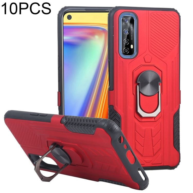 10 PCS Shield Armor PC+TPU Protective Case with 360 Degree Rotation Ring Holder For OPPO Realme 7