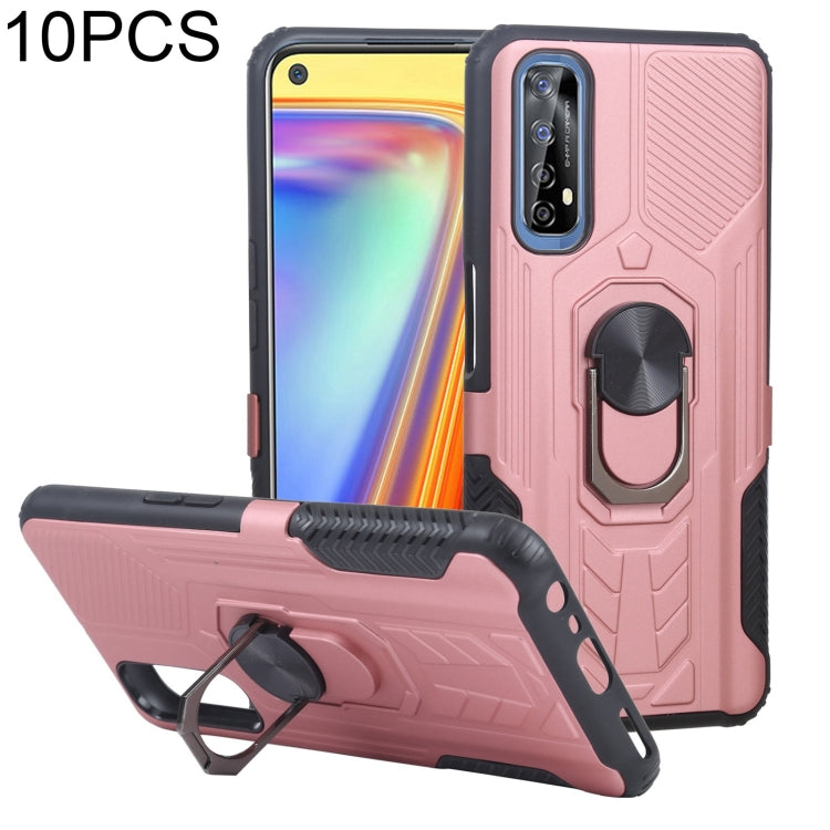 10 PCS Shield Armor PC+TPU Protective Case with 360 Degree Rotation Ring Holder For OPPO Realme 7