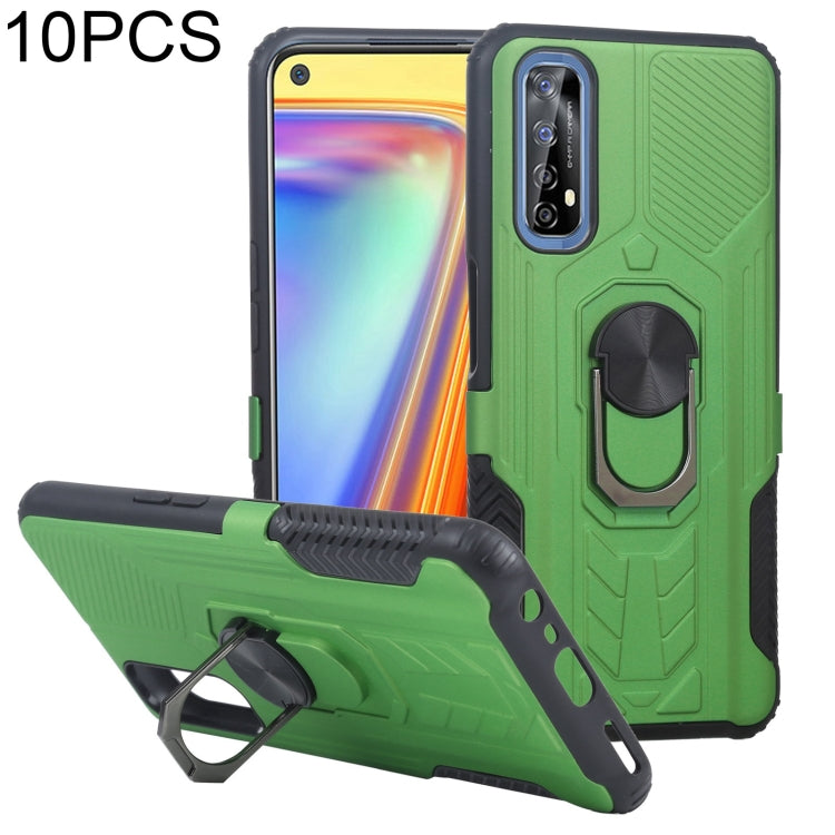 10 PCS Shield Armor PC+TPU Protective Case with 360 Degree Rotation Ring Holder For OPPO Realme 7