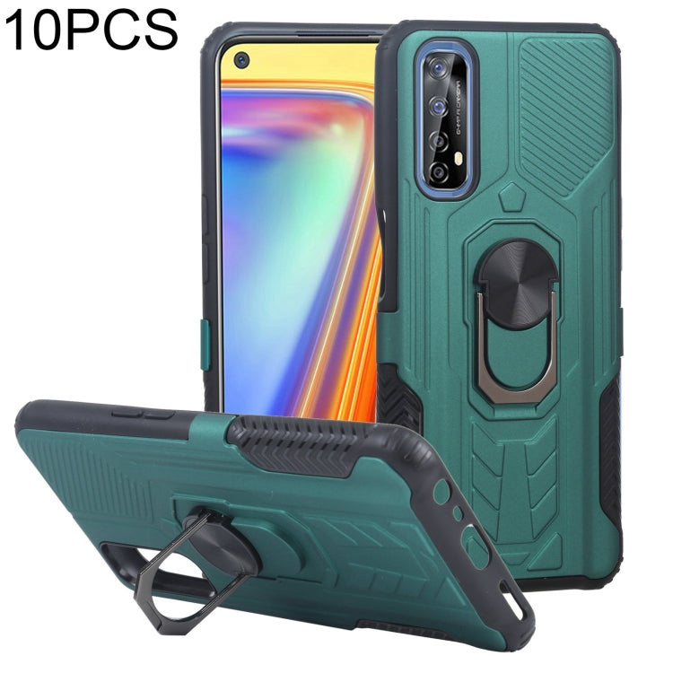 10 PCS Shield Armor PC+TPU Protective Case with 360 Degree Rotation Ring Holder For OPPO Realme 7