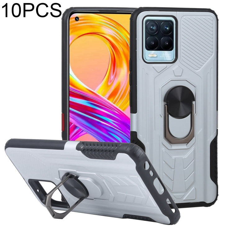 10 PCS Shield Armor PC+TPU Protective Case with 360 Degree Rotation Ring Holder For OPPO Realme 8 /  8 Pro