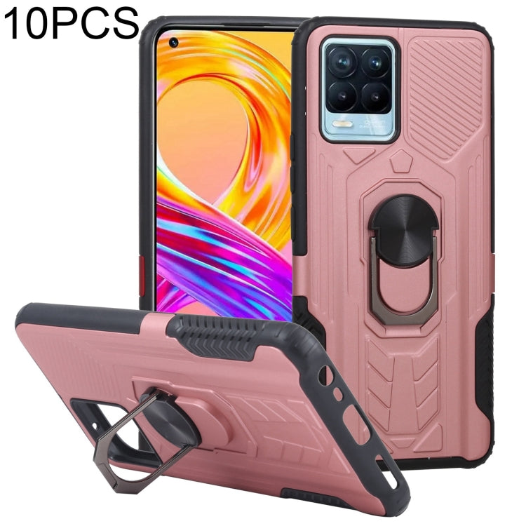 10 PCS Shield Armor PC+TPU Protective Case with 360 Degree Rotation Ring Holder For OPPO Realme 8 /  8 Pro