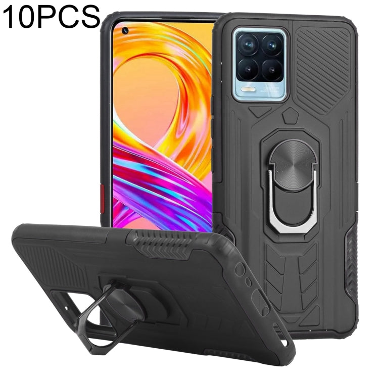 10 PCS Shield Armor PC+TPU Protective Case with 360 Degree Rotation Ring Holder For OPPO Realme 8 /  8 Pro