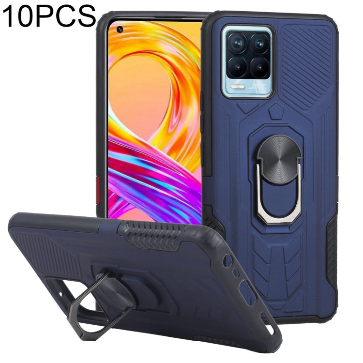 10 PCS Shield Armor PC+TPU Protective Case with 360 Degree Rotation Ring Holder For OPPO Realme 8 /  8 Pro