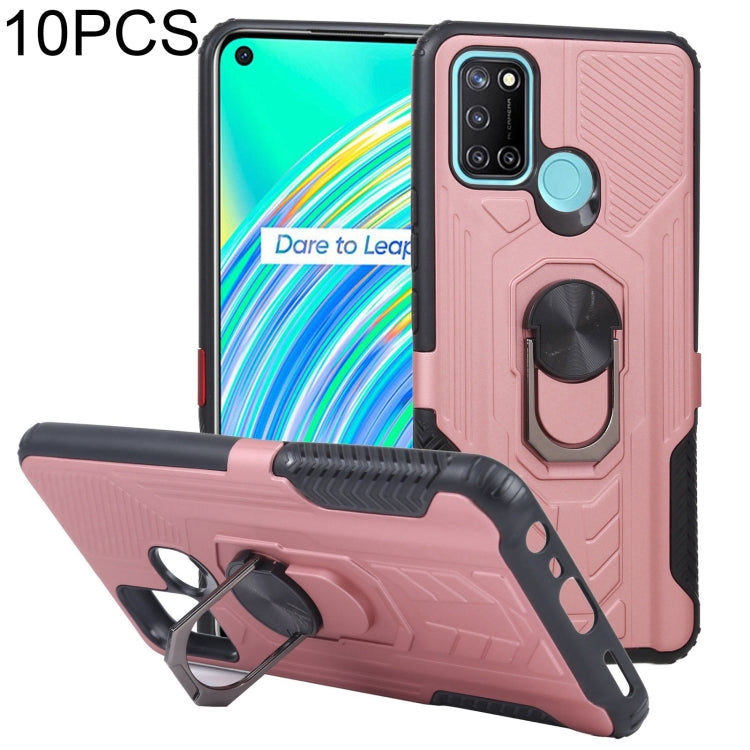 10 PCS Shield Armor PC+TPU Protective Case with 360 Degree Rotation Ring Holder For OPPO Realme C17