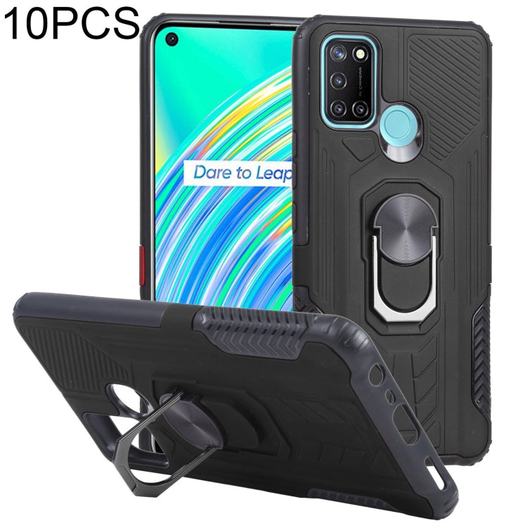 10 PCS Shield Armor PC+TPU Protective Case with 360 Degree Rotation Ring Holder For OPPO Realme C17