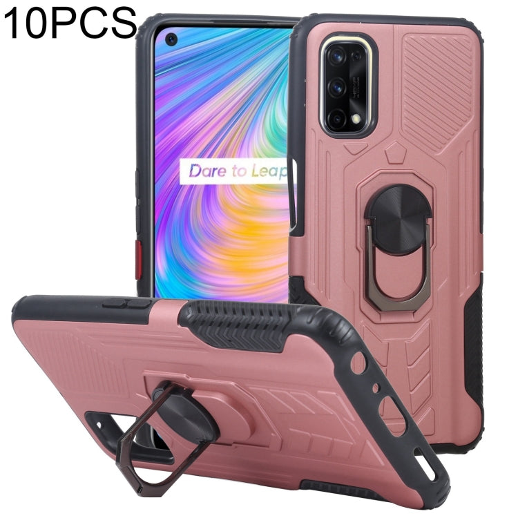 10 PCS Shield Armor PC+TPU Protective Case with 360 Degree Rotation Ring Holder For OPPO Realme Q2 / Realme V5