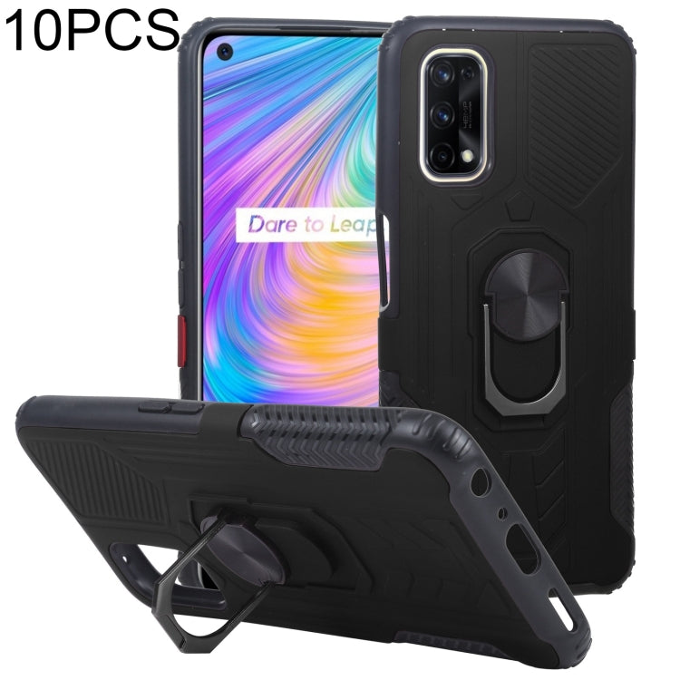 10 PCS Shield Armor PC+TPU Protective Case with 360 Degree Rotation Ring Holder For OPPO Realme Q2 / Realme V5