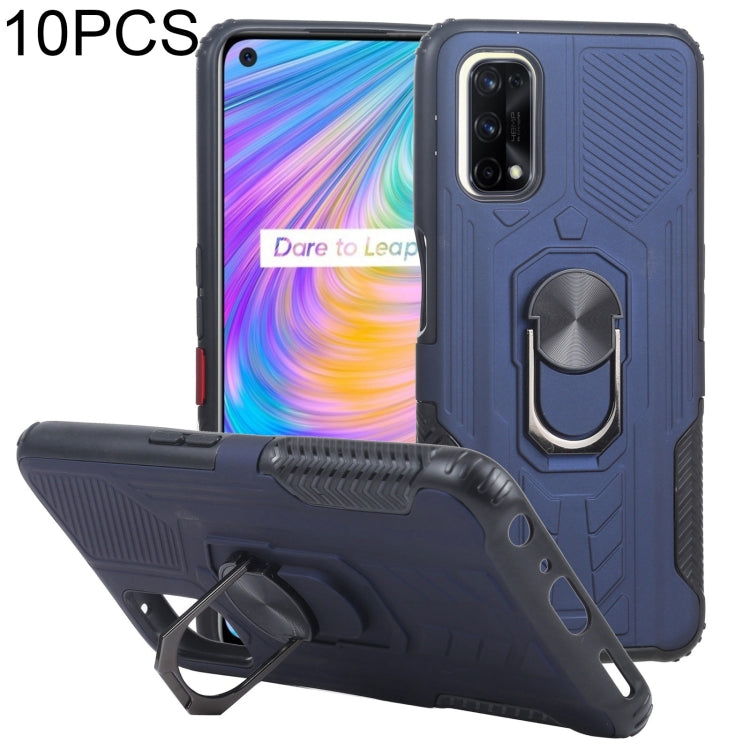 10 PCS Shield Armor PC+TPU Protective Case with 360 Degree Rotation Ring Holder For OPPO Realme Q2 / Realme V5